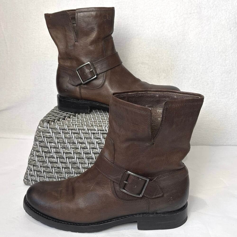 Frye Veronica Straps Boot Women's Size 7.5 Cognac 76509 Boots Leather Moto